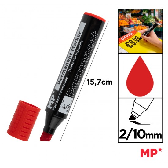 MP ανεξίτηλος μαρκαδόρος PE549-03, 2-10mm μύτη, κόκκινος