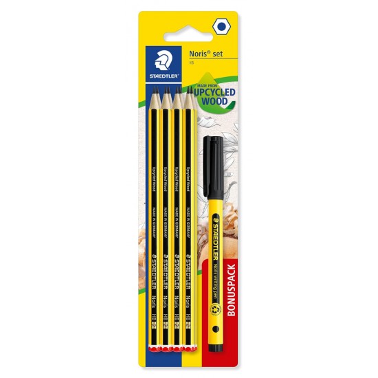 STAEDTLER σετ ξύλινα μολύβια με στυλό Noris 120-SBK8P2, εξάγωνα, ΗB, 9τμχ