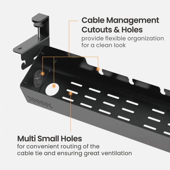 BRATECK cable management γραφείου CC11-22-2, μεταλλικό, 894x167x196mm, μαύρο