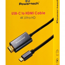 POWERTECH καλώδιο USB-C σε HDMI PTR-0209, 4K/30Hz, 10 Gbps, 1m, μαύρο