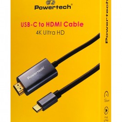 POWERTECH καλώδιο USB-C σε HDMI PTR-0210, 4K/30Hz, 10 Gbps, 2m, μαύρο
