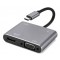 POWERTECH docking station CAB-UC101, 4 θυρών, USB-C, 4K, 100W, γκρι