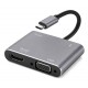 POWERTECH docking station CAB-UC101, 4 θυρών, USB-C, 4K, 100W, γκρι