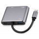 POWERTECH docking station CAB-UC101, 4 θυρών, USB-C, 4K, 100W, γκρι