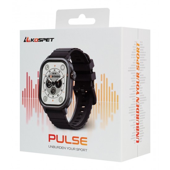 KOSPET smartwatch Pulse, heart rate, 1.96" AMOLED, IP68, μαύρο