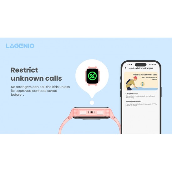 LAGENIO GPS smartwatch για παιδιά K10, 1.8", με κάμερα, 4G, IP68, μαύρο
