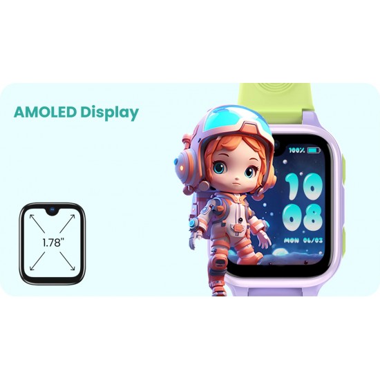 LAGENIO GPS smartwatch για παιδιά K9, 1.78" AMOLED, με κάμερα, 4G, IP68, μωβ