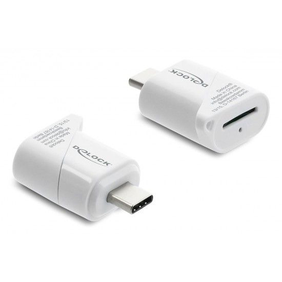 DELOCK card reader 91427 για micro SD, USB-C σύνδεση, 5Gbps, λευκό