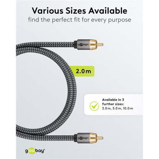 GOOBAY καλώδιο ήχου RCA σε RCA 65297, 3m, μαύρο/ασημί