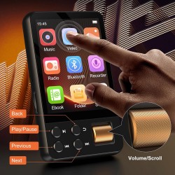 RUIZU MP3 player M19 με οθόνη αφής 2.4", 32GB, Bluetooth, μαύρο