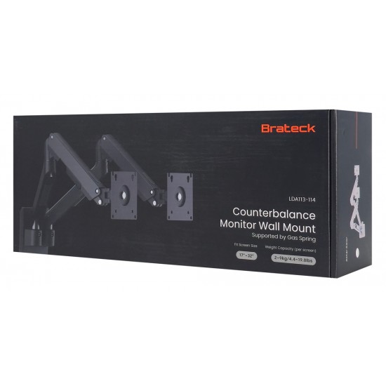BRATECK επιτοίχια βάση για 2x οθόνες LDA113-114, 17-32", έως 9kg