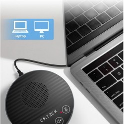 CMTECK επιτραπέζιο μικρόφωνο LE2102 με ηχείο, omnidirectional, USB/USB-C, μαύρο
