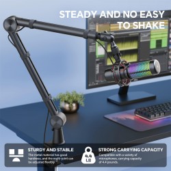 AISRYNTEK βάση γραφείου για μικρόφωνο/smartphone HS20 με βραχίονα 2 σημείων, μαύρη