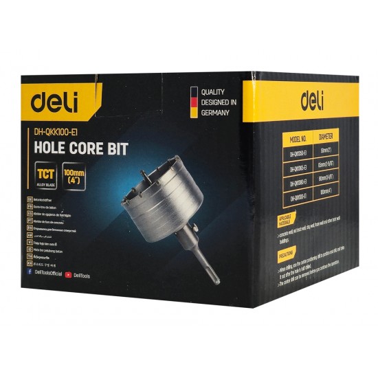 DELI ποτηροκορώνα DH-QKK100-E1 για μπετό/τούβλο/πλακάκι, SDS Plus