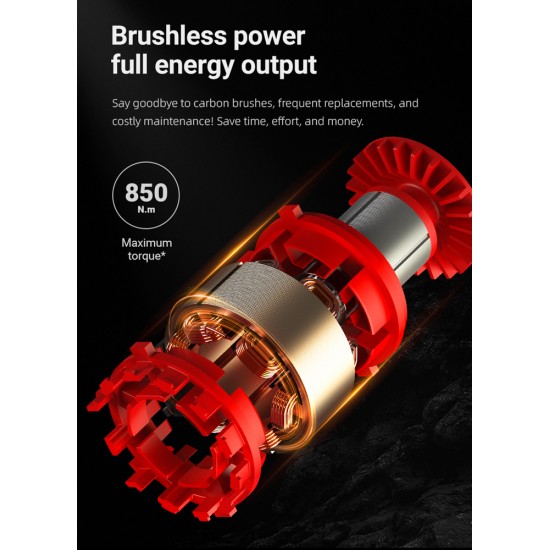 DELI κρουστικό μπουλονόκλειδο μπαταρίας DC234Z, Brushless, 20V, 850N.m, 1/2"