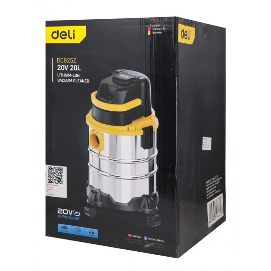 DELI σκούπα μπαταρίας DC825Z, υγρών & στερεών, 20V, 20L