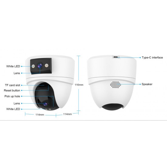 VSTARCAM smart κάμερα CS2DR, 3MP, dual lens, WiFi, PTZ, SD