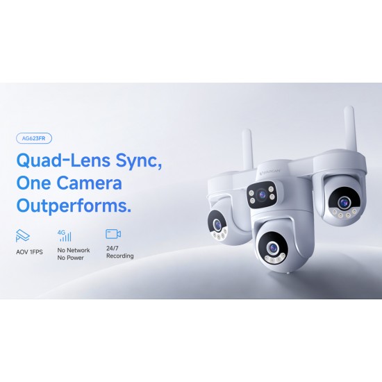 VSTARCAM smart ηλιακή κάμερα AG623FR, four-lens, 3MP, 4G, SD, PTZ, IP66