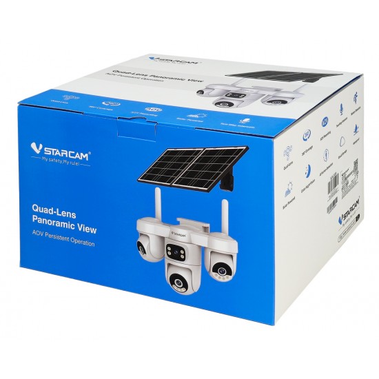 VSTARCAM smart ηλιακή κάμερα AG623FR, four-lens, 3MP, 4G, SD, PTZ, IP66