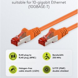 GOOBAY καλώδιο δικτύου 93467, CAT 6 S/FTP, copper, 250MHz, 0.50m, πορτοκαλί