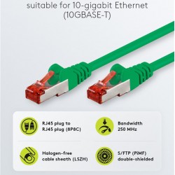GOOBAY καλώδιο δικτύου 68289, CAT 6 S/FTP, copper, 250MHz, 1m, πράσινο