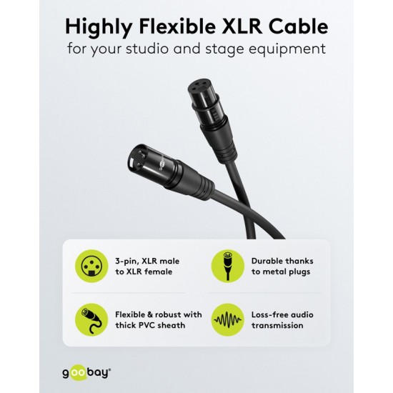 GOOBAY καλώδιο προέκτασης ήχου XLR 80029, 2m, μαύρο