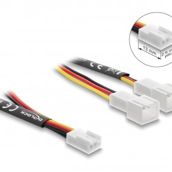 DELOCK καλώδιο 1x 3pin σε 2x 3pin 91429 για ανεμιστήρες, 10cm