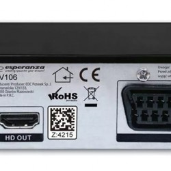 ESPERANZA ψηφιακός δέκτης EV106R, DVB-T2, Full HD, MPEG-4, H.265/HEVC, με PVR