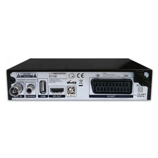 ESPERANZA ψηφιακός δέκτης EV106R, DVB-T2, Full HD, MPEG-4, H.265/HEVC, με PVR