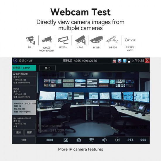 NOYAFA CCTV & IP tester NF-IPC725 με 5.5" IPS οθόνη, 8MP CVI/TVI/AHD camera test, cable tester