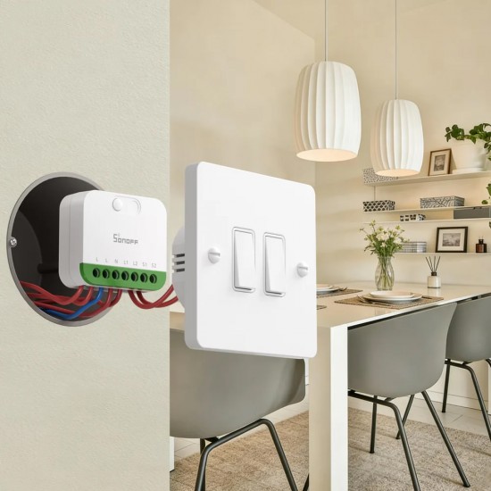 SONOFF smart διακόπτης MINI DUO, 2 κανάλια, WiFi, συμβατός με Matter, 16A, λευκός
