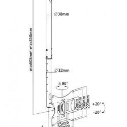 BRATECK βάση τηλεόρασης οροφής LCD-504A, 23-42", έως 30kg