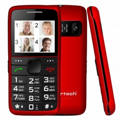 POWERTECH κινητό τηλέφωνο Sentry Eco V2, dual SIM, πλήκτρο SOS, κόκκινο