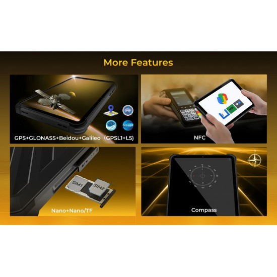 OUKITEL tablet RT11, 8", 8/128GB, 10000mAh, 5G, IP68/IP69K/MIL-STD-810H, μαύρο
