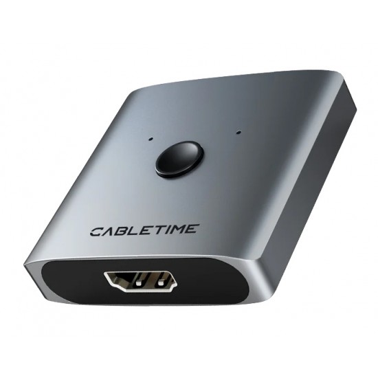 CABLETIME HDMI switch CT-HS4K-2G, 2 σε 1, 4K/60Hz, bidirectional, γκρι