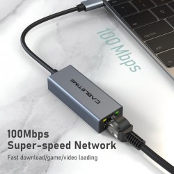 CABLETIME αντάπτορας δικτύου CT-CML100-AG, USB-C, 100Mbps Ethernet, γκρι