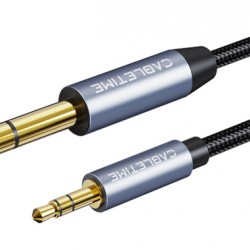 CABLETIME καλώδιο ήχου 3.5mm σε 6.35mm CT-AV321-H11G, 1m, μαύρο