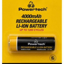 POWERTECH επαναφορτιζόμενη μπαταρία Li-ion INR21700 PT-1616, 4000mAh, 3.7V, button top, 1τμχ