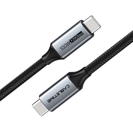 CABLETIME καλώδιο USB-C CT-C160-PU31-CMCM2, USB 3.2, 100W, 20Gbps, 4K, 1.5m, μαύρο