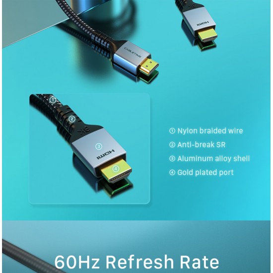 CABLETIME καλώδιο HDMI 2.1 CT-HD8K, 8K/60Hz, 48Gbps, 28AWG, 2m, μαύρο