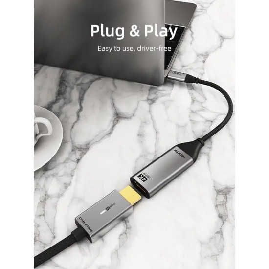 CABLETIME αντάπτορας USB-C σε HDMI CT-C160-PU31-CMHDFN1, 4K/60Hz, 0.15m, μαύρος