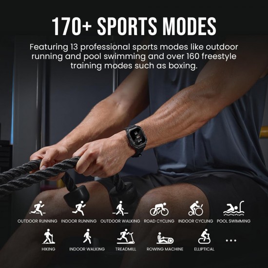 KOSPET smartwatch PULSE 2, heart rate, 1.96" AMOLED, GPS, 5 ATM & IP69, με φακό, μαύρο