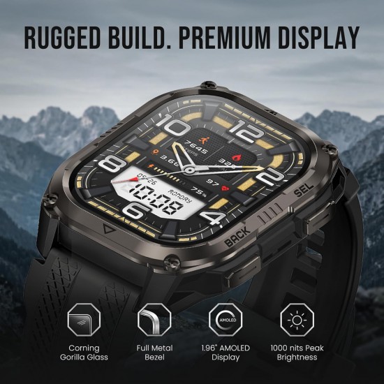 KOSPET smartwatch PULSE 2, heart rate, 1.96" AMOLED, GPS, 5 ATM & IP69, με φακό, μαύρο