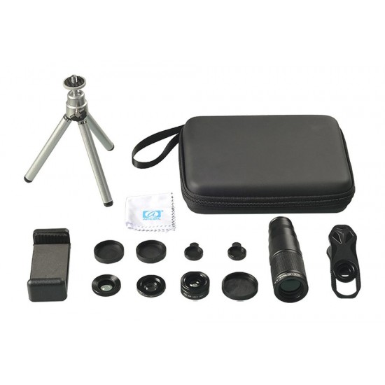 APEXEL σετ φακών για smartphone 22X105-4IN1 με τρίποδο, 4 σε 1, 22x zoom