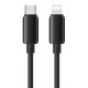 USAMS καλώδιο Lightning σε USB-C SJ788, σιλικόνης, 30W, 480Mbps, 1m, μαύρο