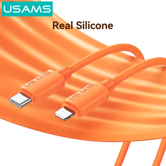 USAMS καλώδιο Lightning σε USB-C SJ788, σιλικόνης, 30W, 480Mbps, 1m, μαύρο