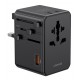 USAMS φορτιστής/αντάπτορας πρίζας CC334, USB & 3x USB-C, universal, 100W, GaN, μαύρος