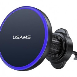 USAMS ασύρματος φορτιστής & βάση smartphone αυτοκινήτου CD277, αεραγωγών, 15W, μαύρος