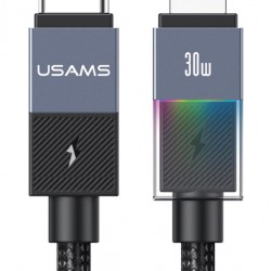 USAMS καλώδιο Lightning σε USB-C SJ776, 30W, 480Mbps, 1.2m, μαύρο