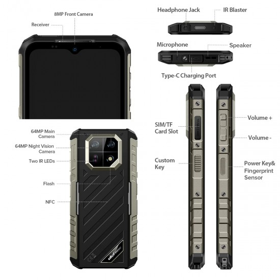 ULEFONE smartphone Armor 22 Pro, 6.58", 8/128GB, 6600mAh, IP68/IP69K/MIL-STD-810H, μαύρο